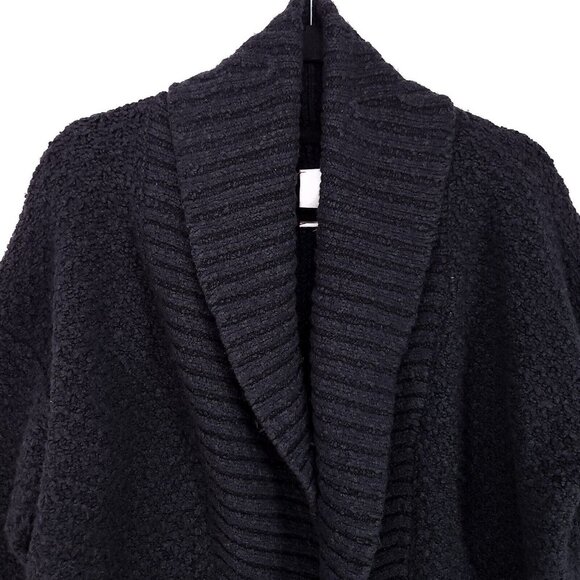 by Anthropologie Womens Cardigan Small Denise Black Waffle Knit Open Sweater - Picture 4 of 12